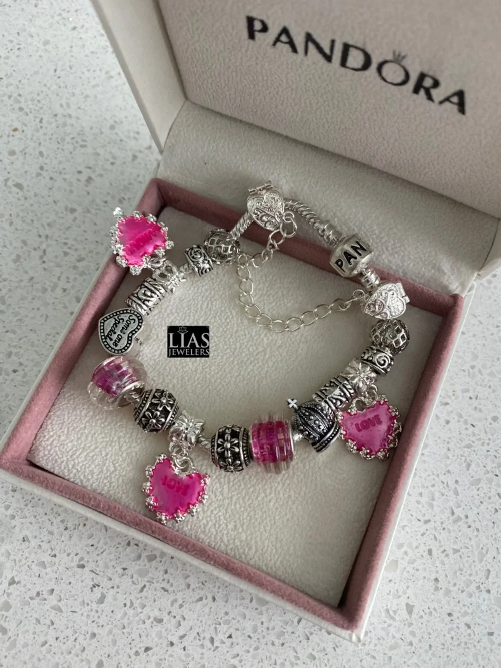New 18k white gold pandora style  bracelet